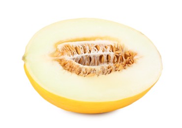 Photo of Half of ripe melon isolated on white