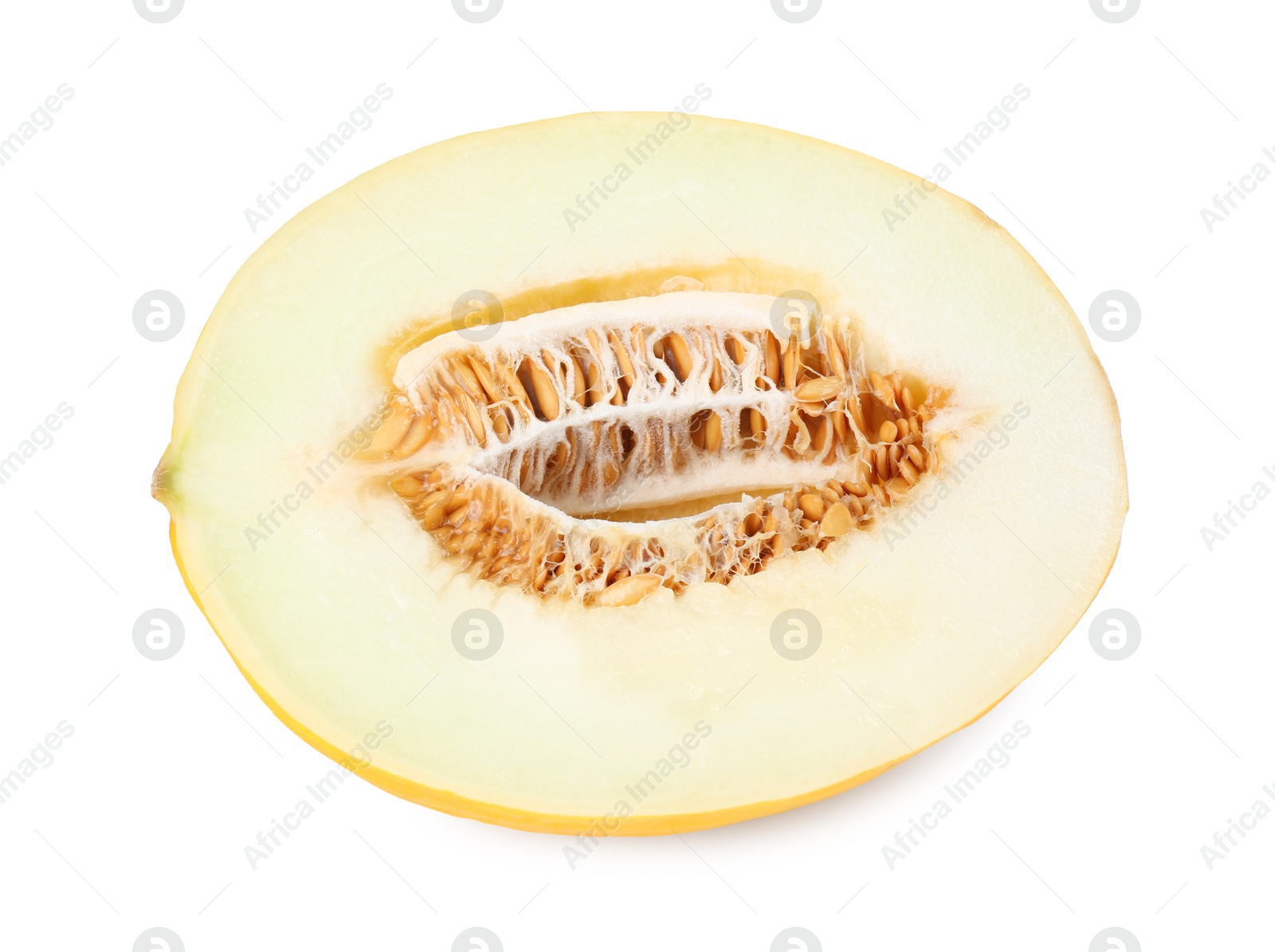 Photo of Half of ripe melon isolated on white