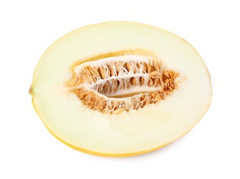 Photo of Half of ripe melon isolated on white