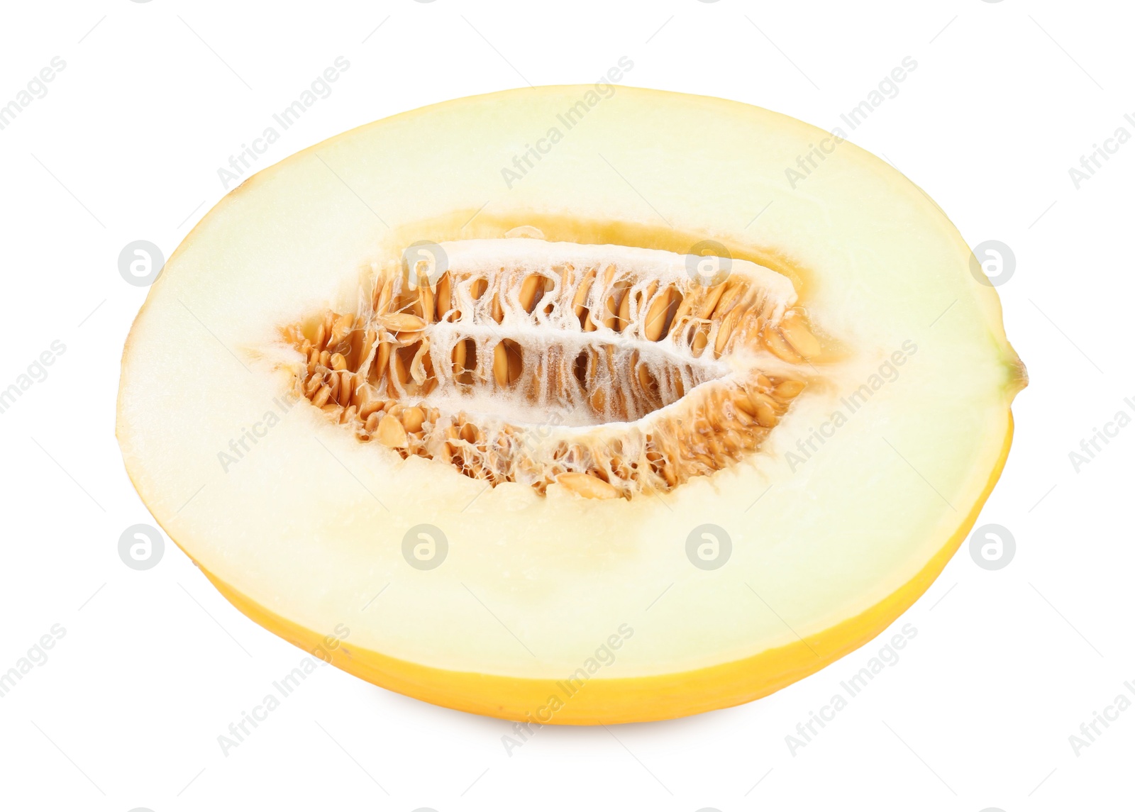 Photo of Half of ripe melon isolated on white