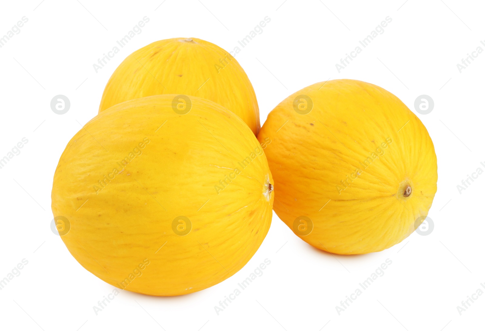 Photo of Three whole ripe melons isolated on white