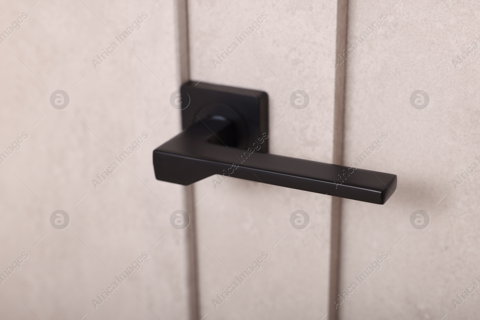 Photo of View of door with modern handle, closeup