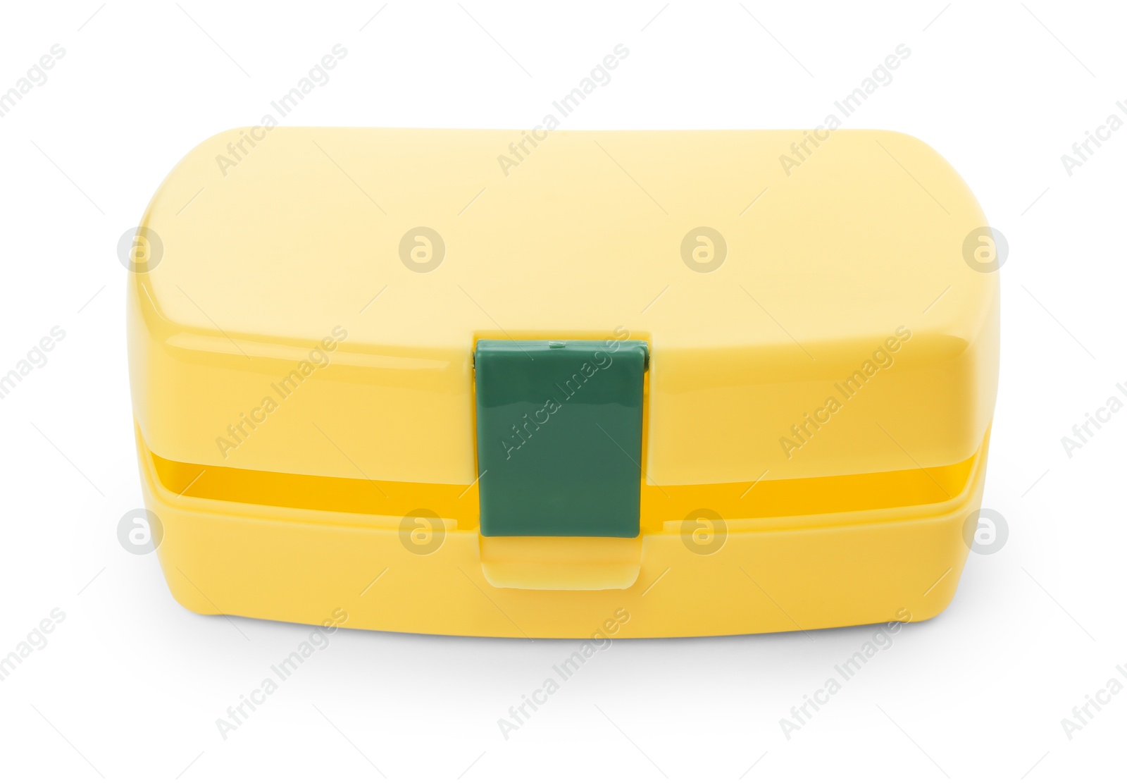 Photo of One plastic lunch box isolated on white