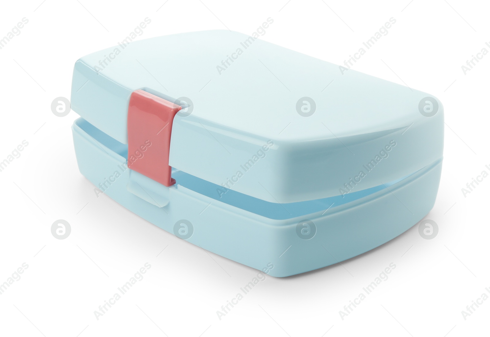 Photo of One plastic lunch box isolated on white