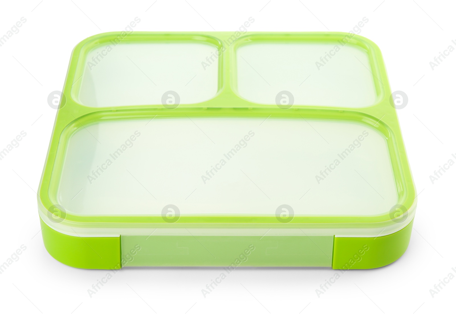 Photo of One plastic lunch box isolated on white