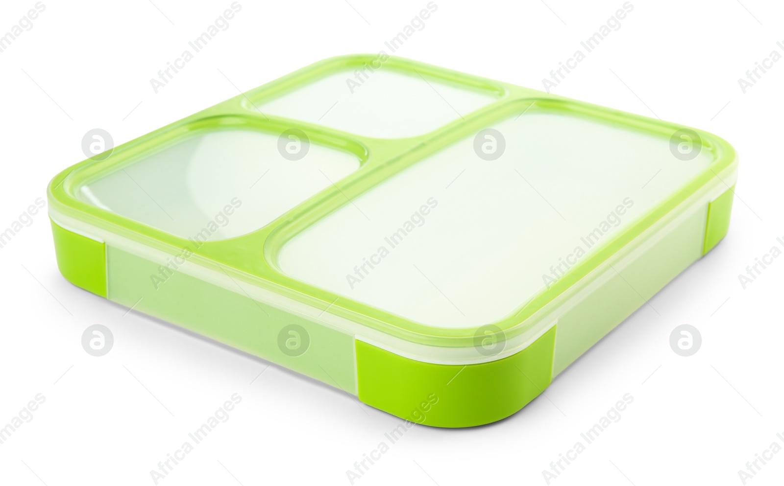 Photo of One plastic lunch box isolated on white