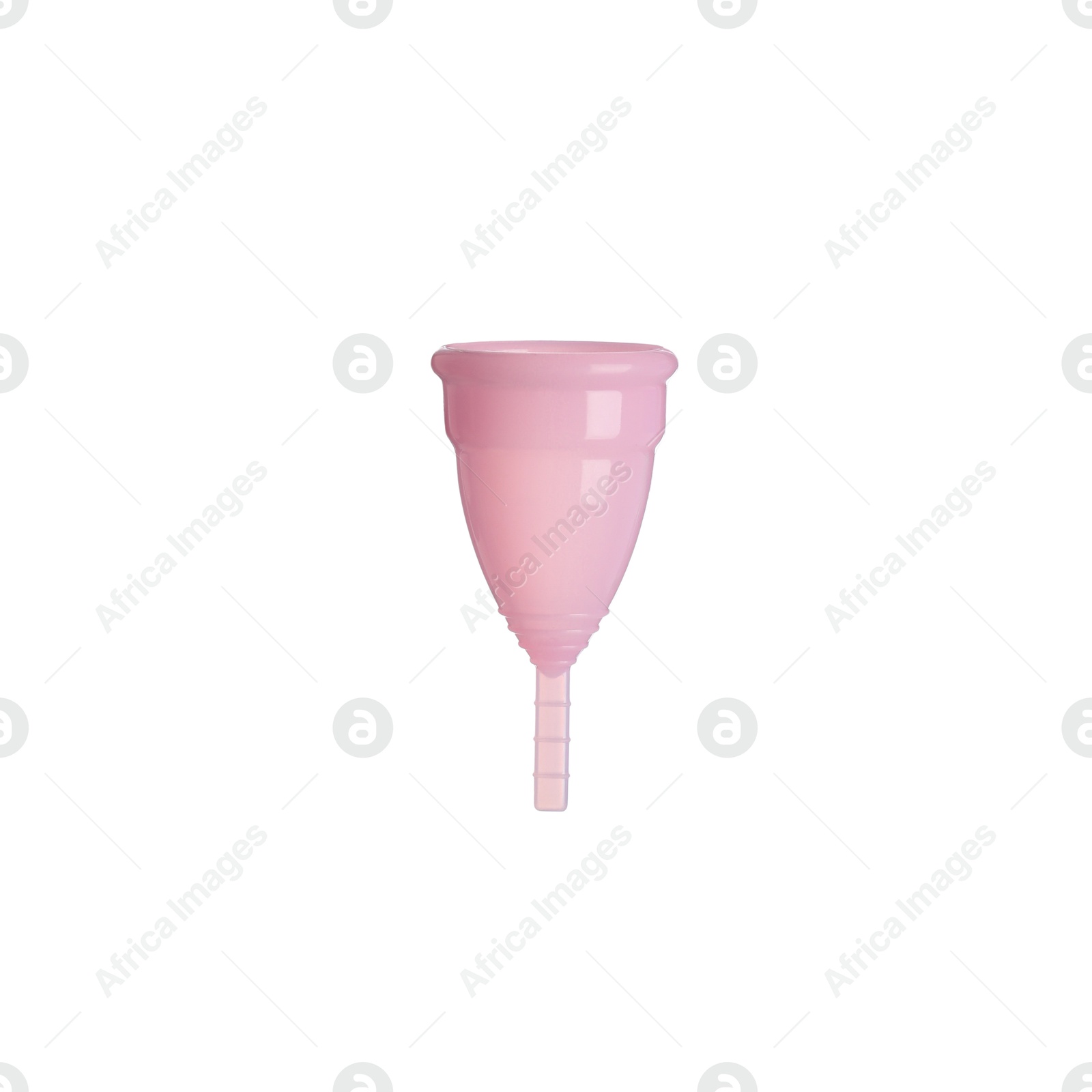 Photo of Empty pink menstrual cup isolated on white