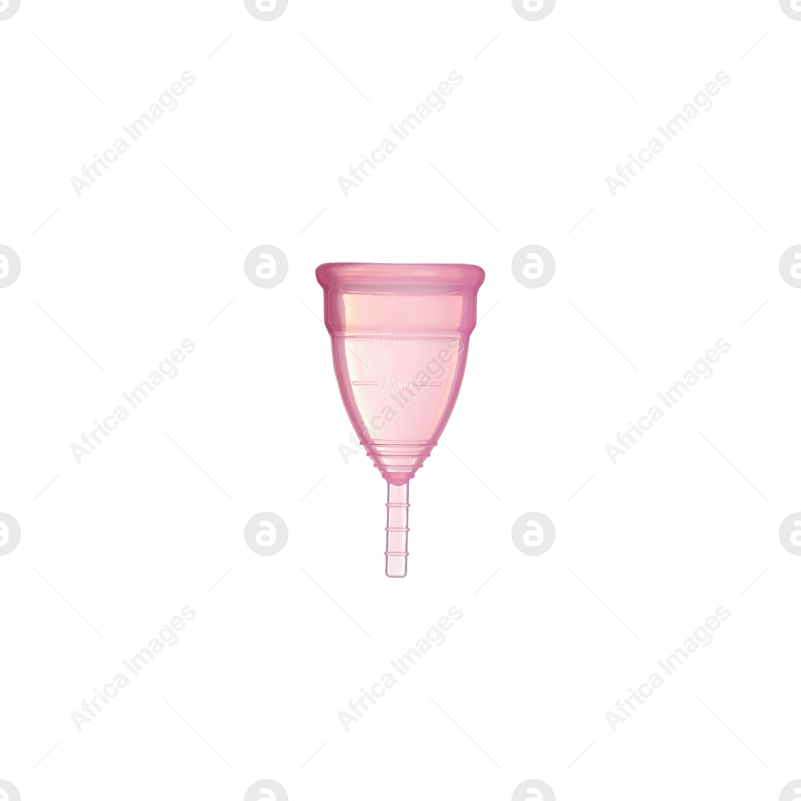 Photo of Empty pink menstrual cup isolated on white