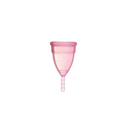 Photo of Empty pink menstrual cup isolated on white