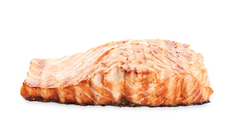 Photo of Delicious grilled salmon fillet isolated on white