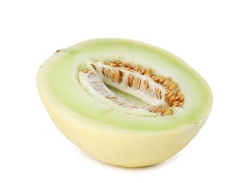 Photo of Half of fresh honeydew melon isolated on white