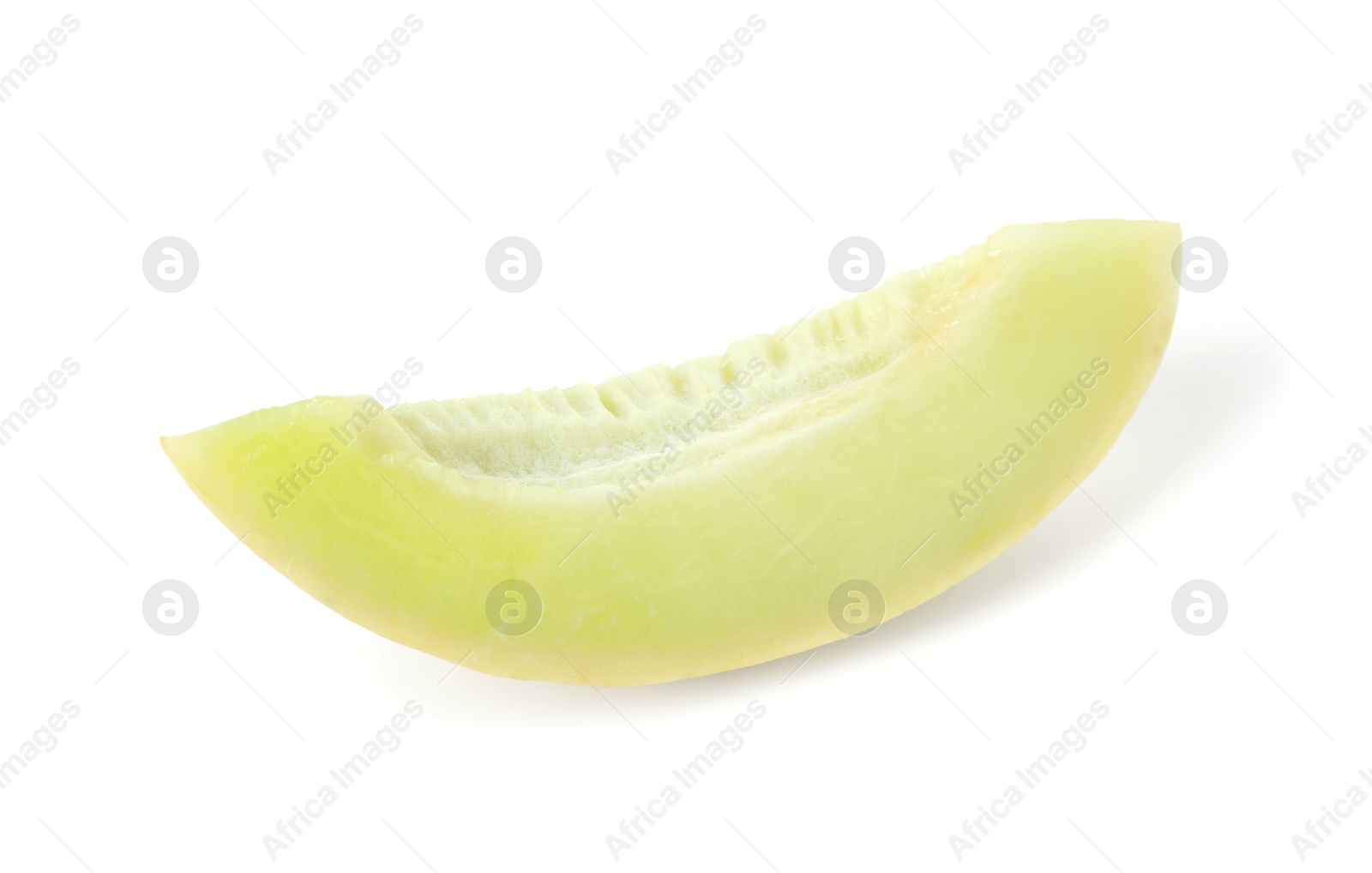 Photo of Slice of fresh ripe honeydew melon isolated on white