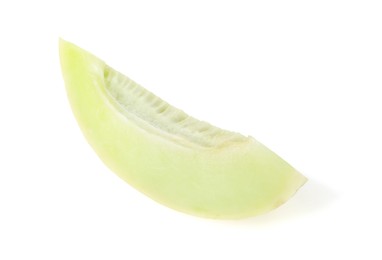 Photo of Slice of fresh ripe honeydew melon isolated on white