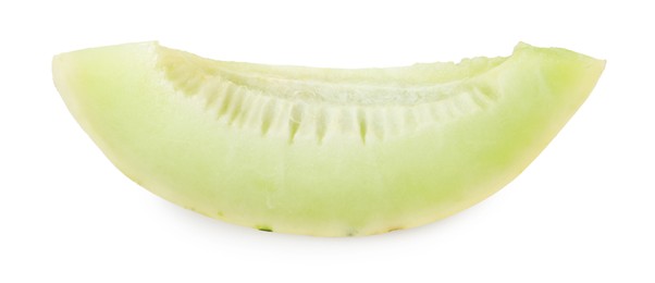 Photo of Slice of fresh ripe honeydew melon isolated on white