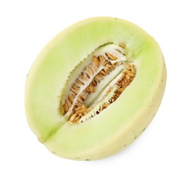 Photo of Cut fresh ripe honeydew melon isolated on white