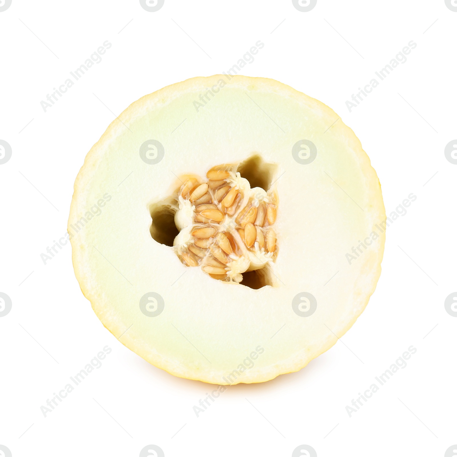 Photo of Half of ripe melon isolated on white