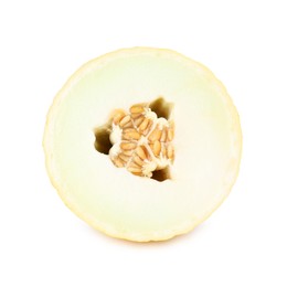 Photo of Half of ripe melon isolated on white