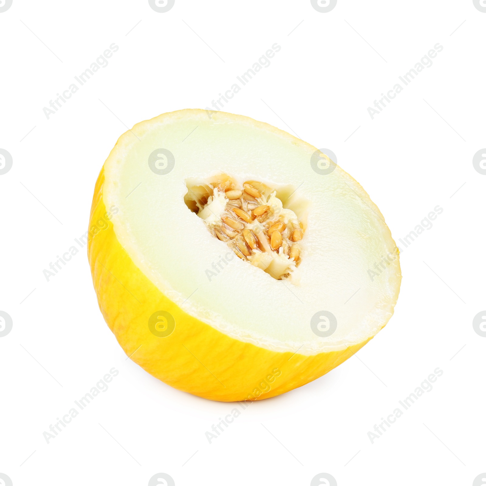 Photo of Half of ripe melon isolated on white