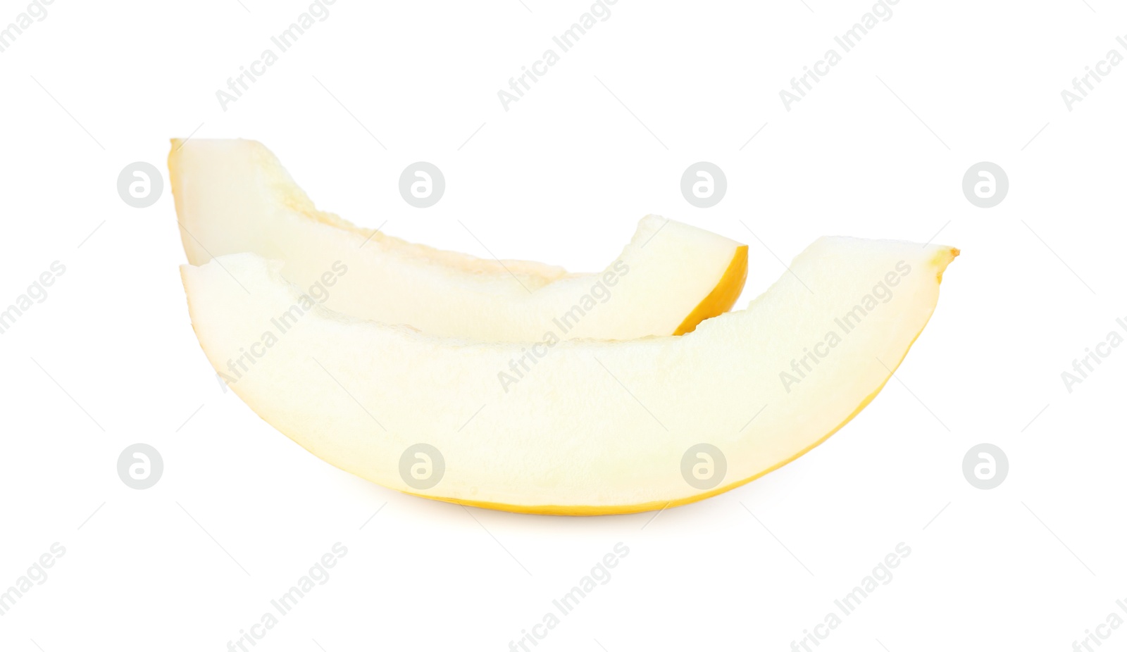 Photo of Slices of ripe melon isolated on white