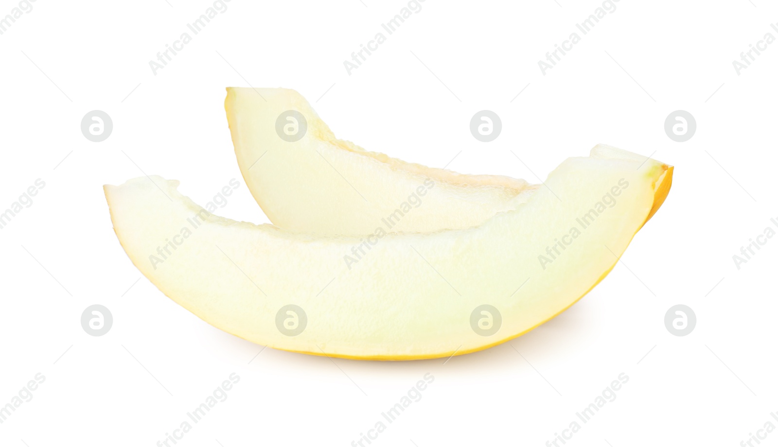 Photo of Slices of ripe melon isolated on white