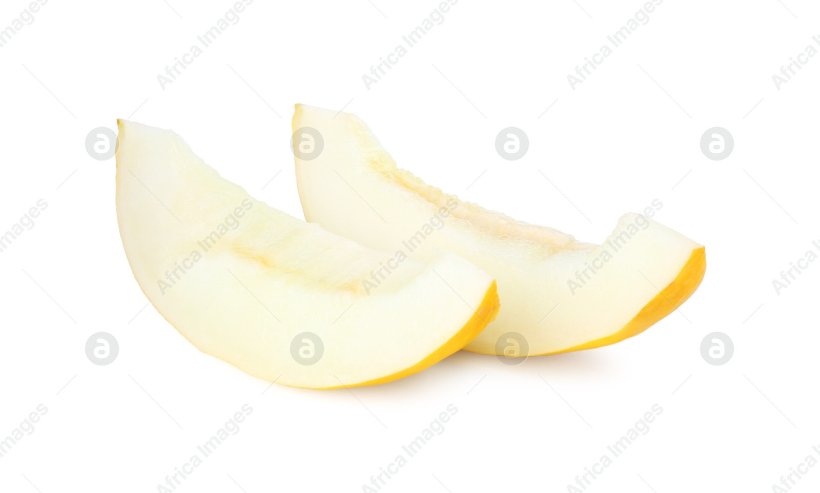 Photo of Slices of ripe melon isolated on white