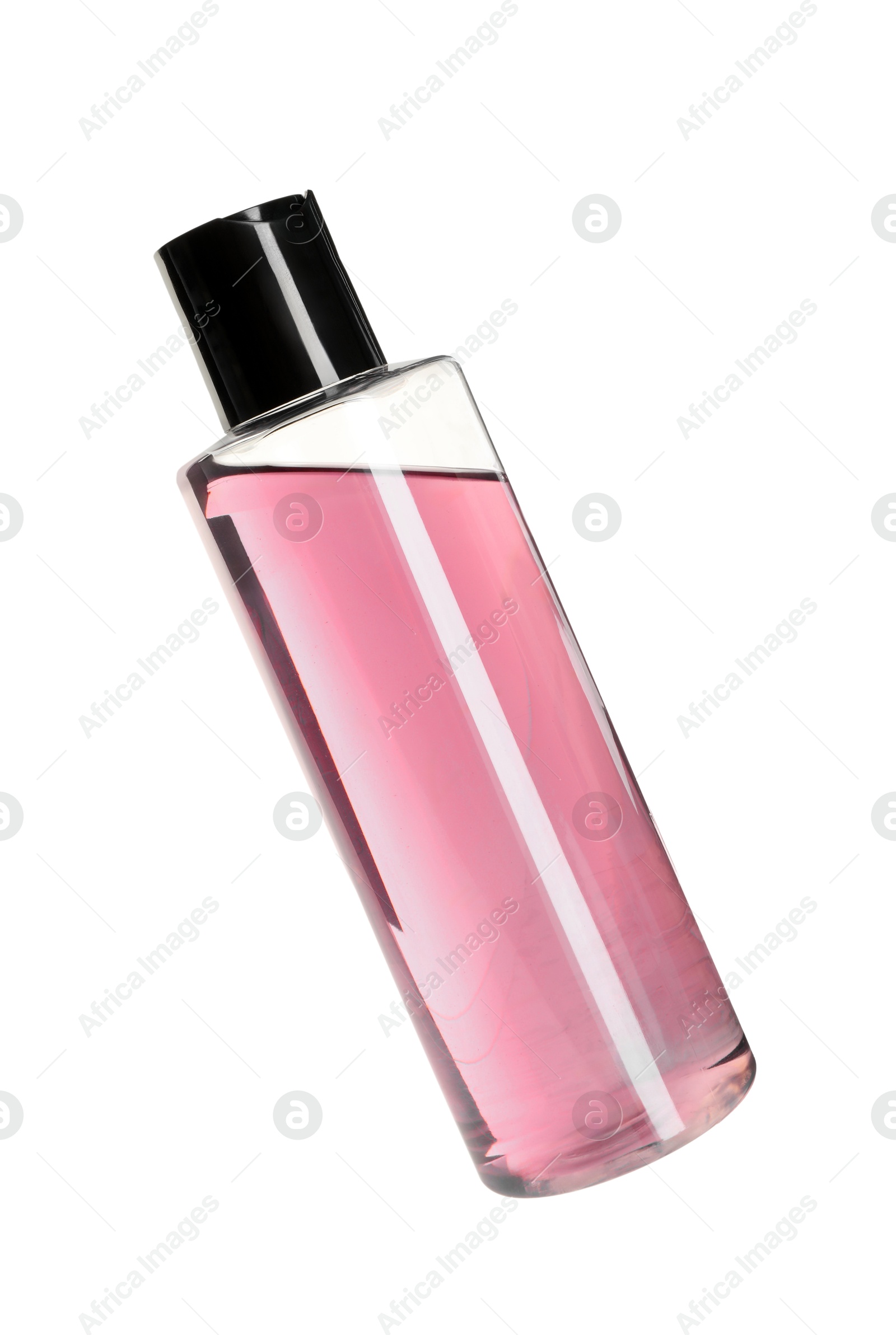 Photo of Shampoo in bottle isolated on white. Personal care product