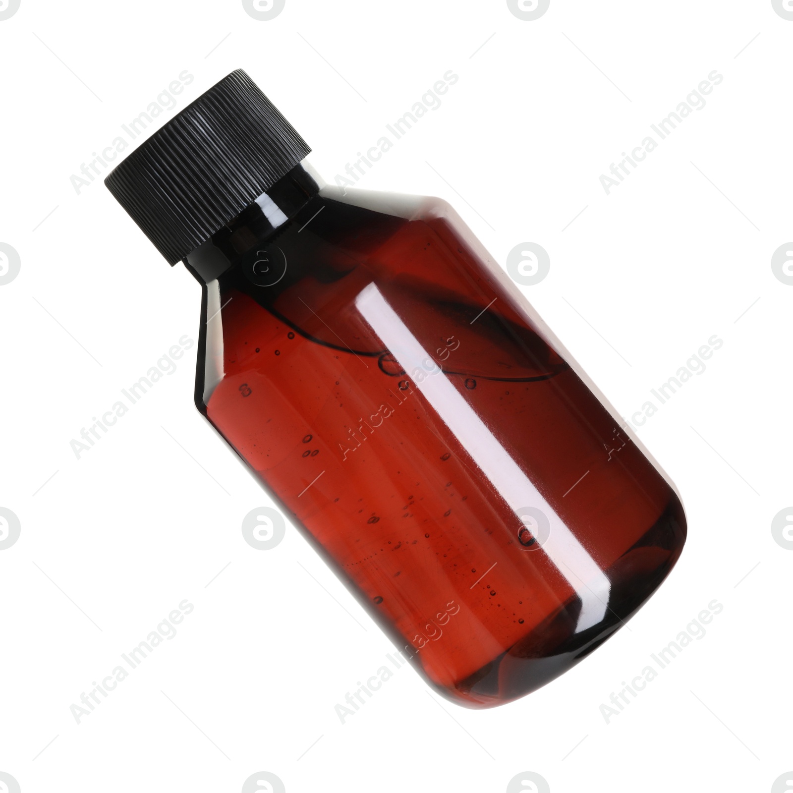 Photo of Shampoo in bottle isolated on white. Personal care product