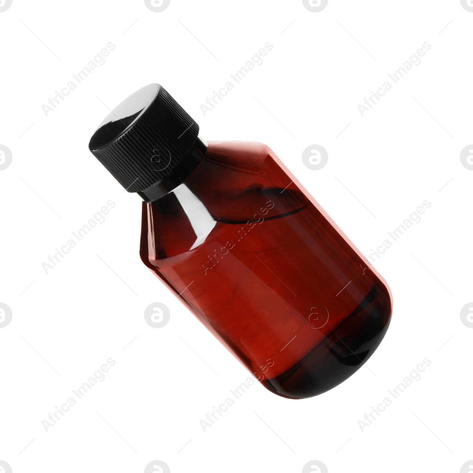 Photo of Shampoo in bottle isolated on white. Personal care product