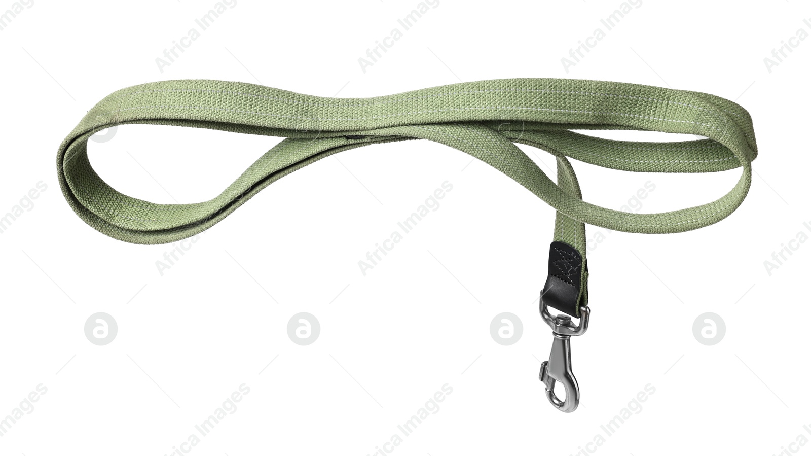 Photo of One olive dog leash isolated on white