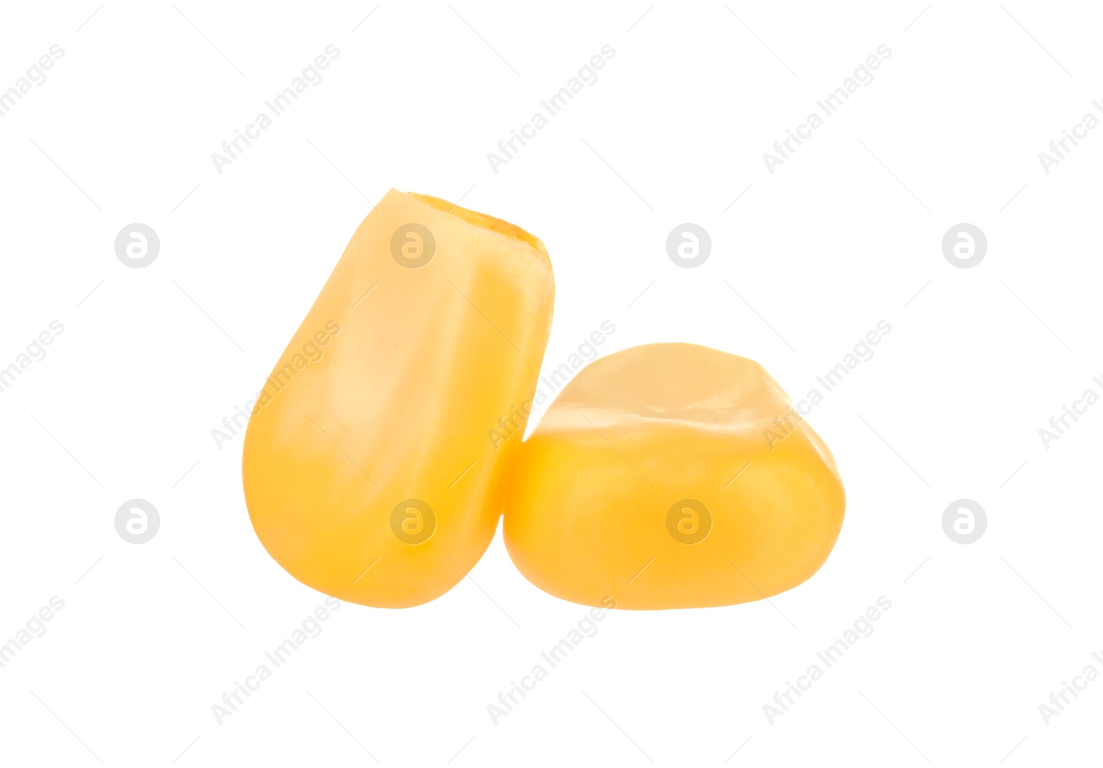 Photo of Fresh ripe corn kernels isolated on white