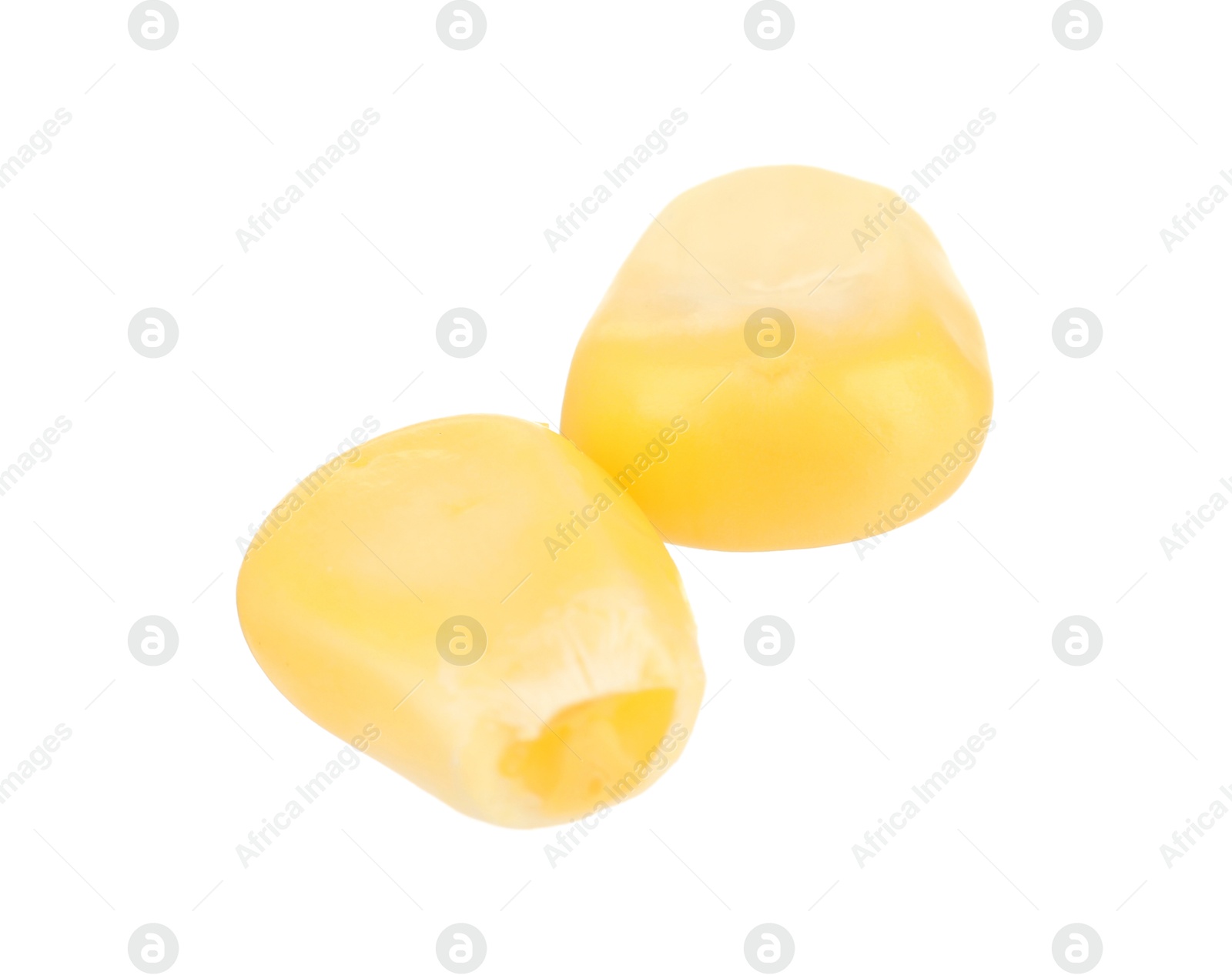 Photo of Fresh ripe corn kernels isolated on white