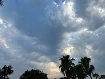 View of beautiful blue sky covered with clouds