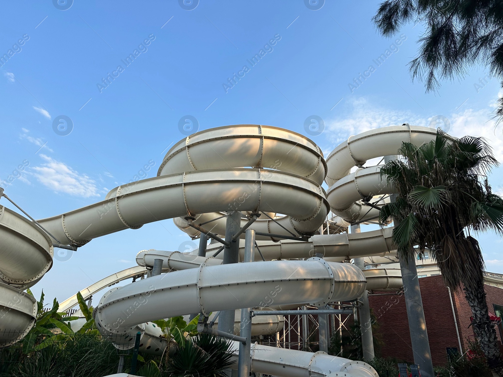 Photo of Water slide against blue sky, low angle view