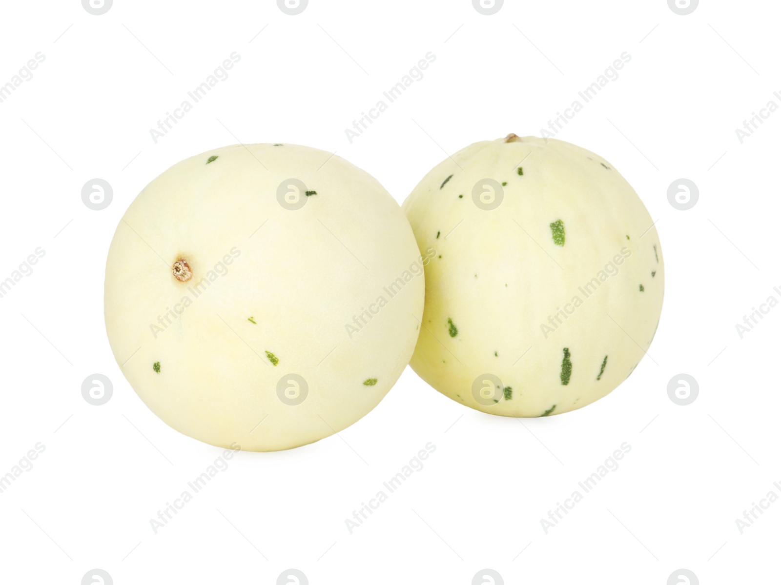 Photo of Fresh ripe honeydew melons isolated on white