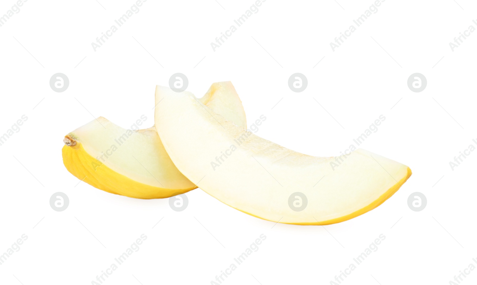 Photo of Slices of ripe melon isolated on white