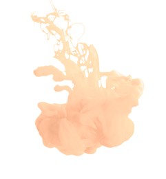 Image of Splash of peach fuzz color ink on white background