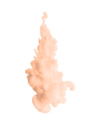 Image of Splash of peach fuzz color ink on white background