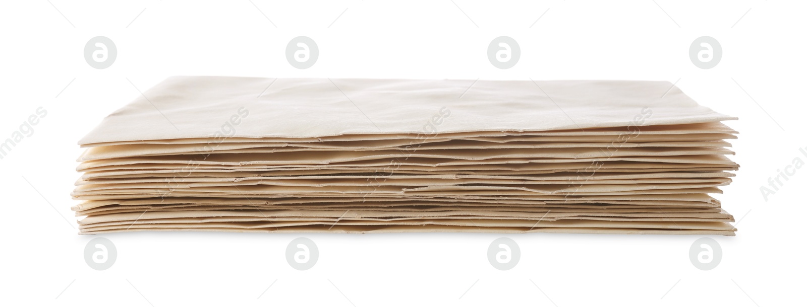 Photo of Stack of old letters isolated on white