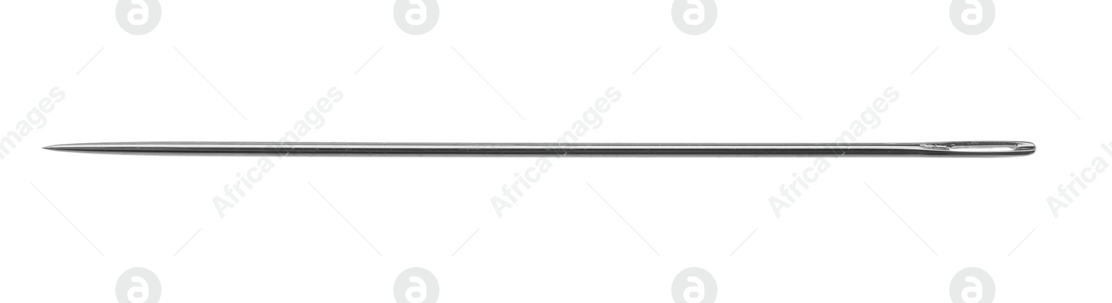 Photo of One new sewing needle isolated on white