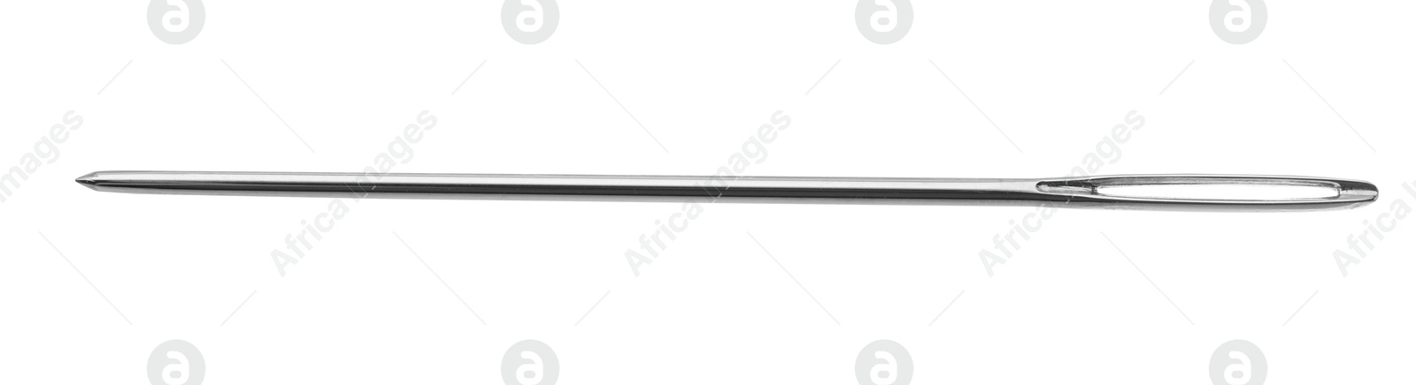 Photo of One new sewing needle isolated on white