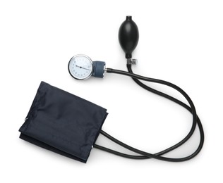 One blood pressure measuring device isolated on white, top view