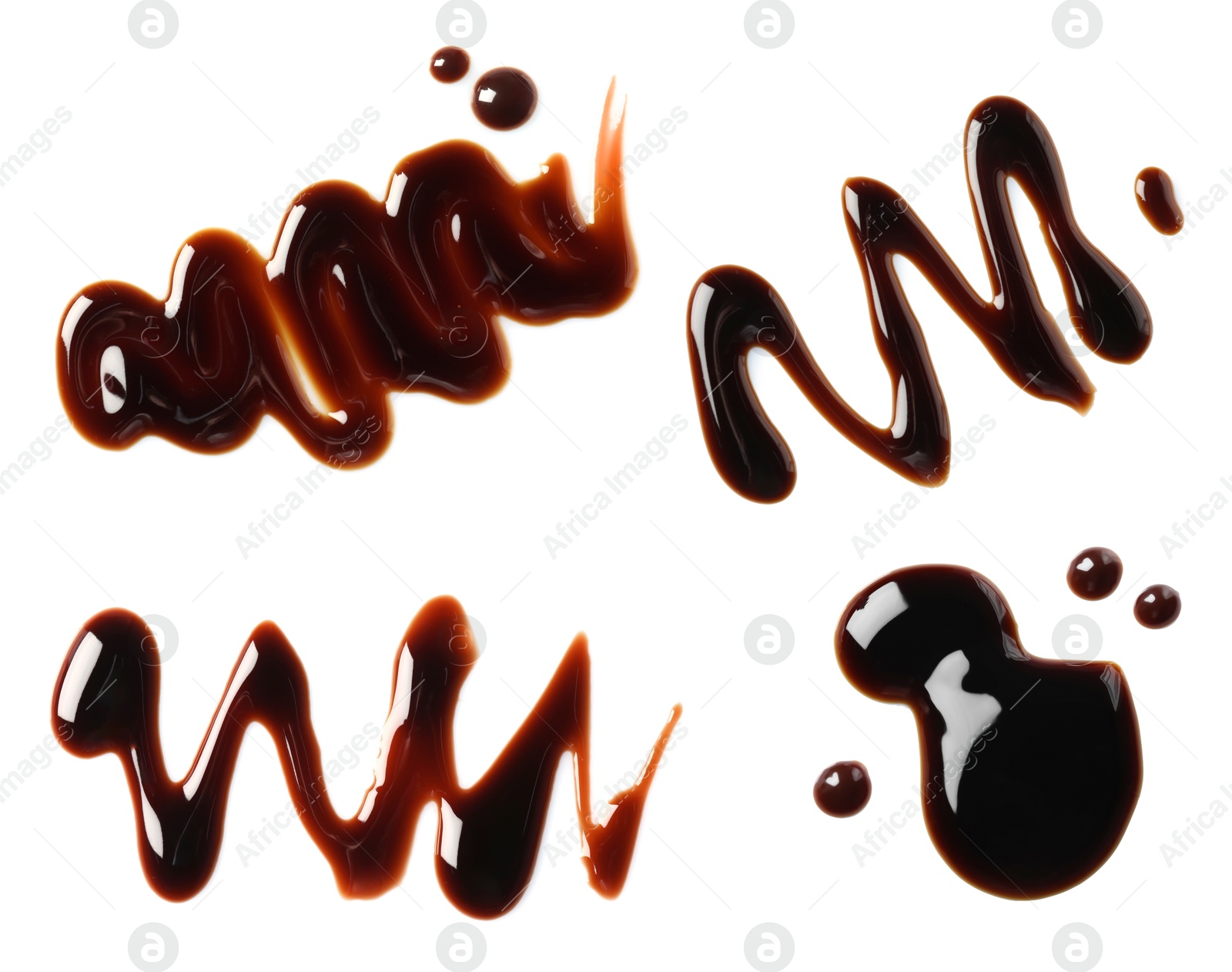 Image of Tasty balsamic vinegar on white background, top view