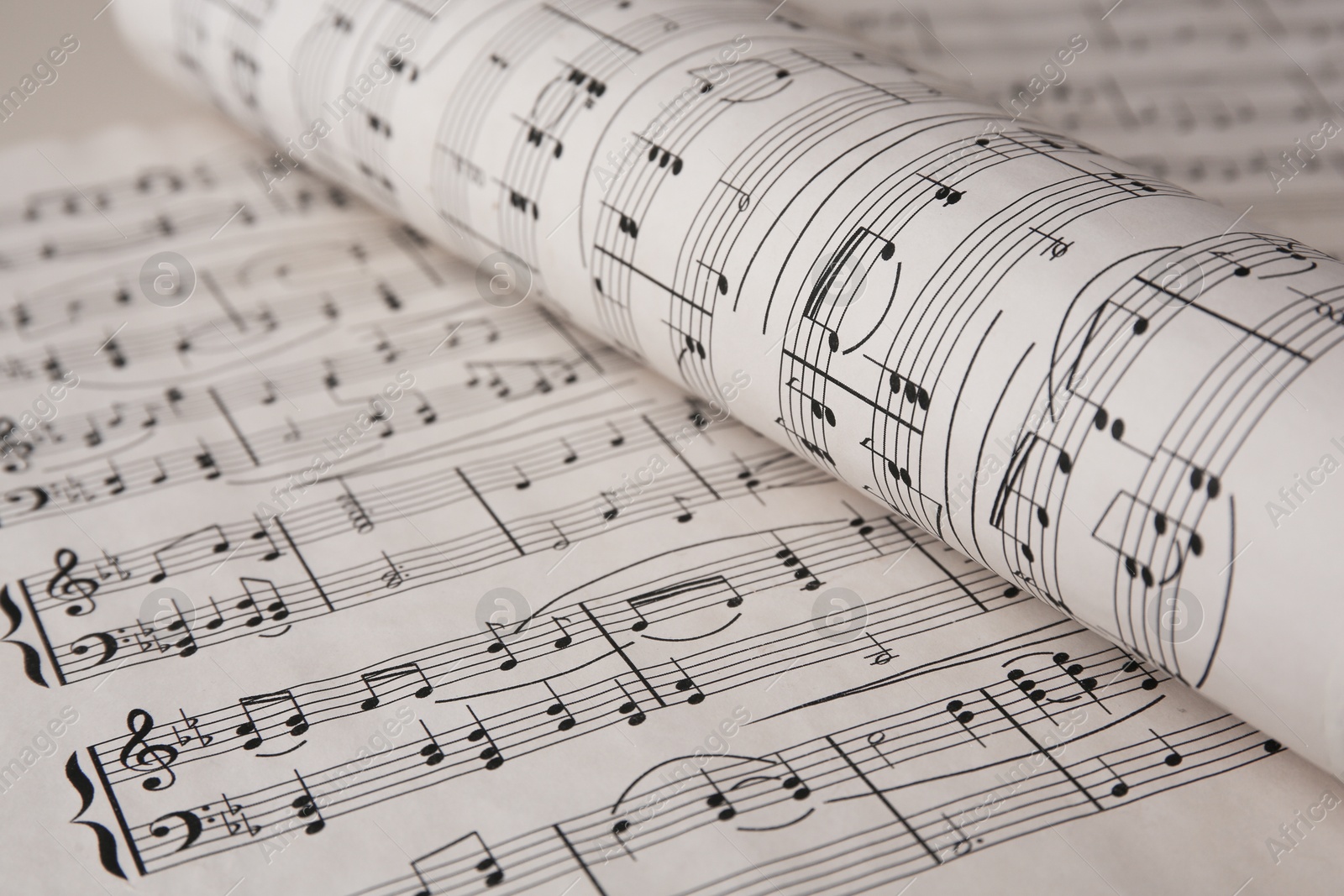 Photo of Closeup view of sheets with music notes