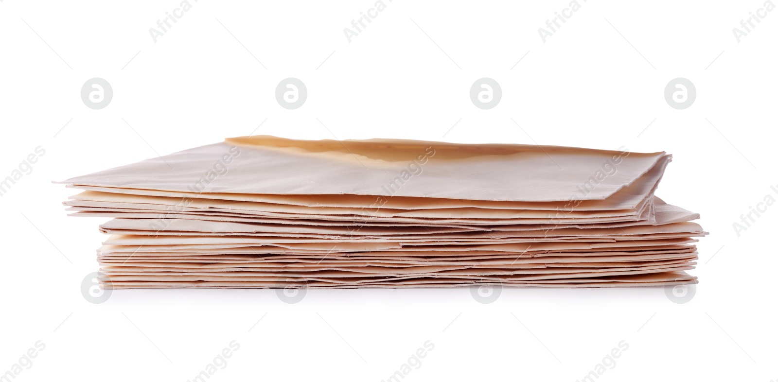 Photo of Stack of old letters isolated on white