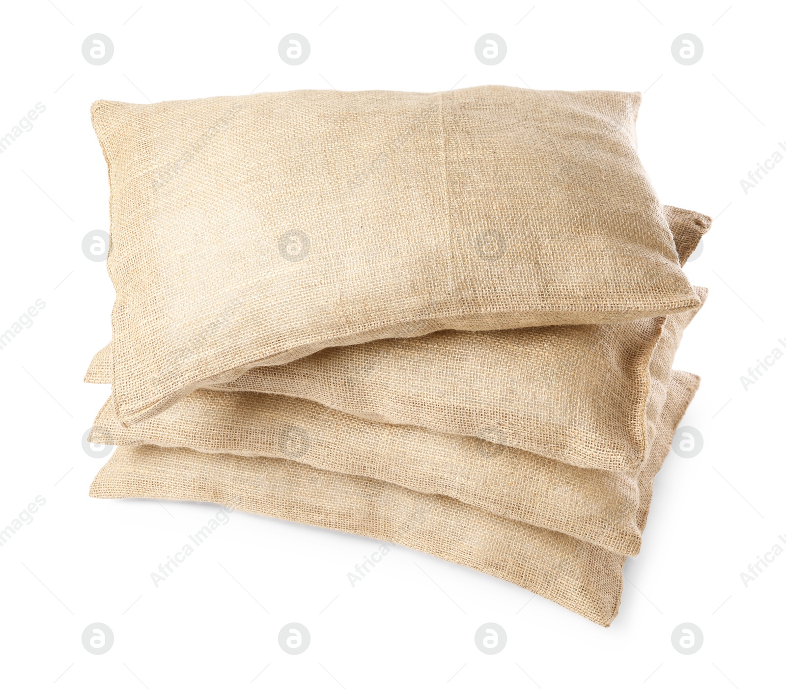 Photo of Group of burlap sacks isolated on white