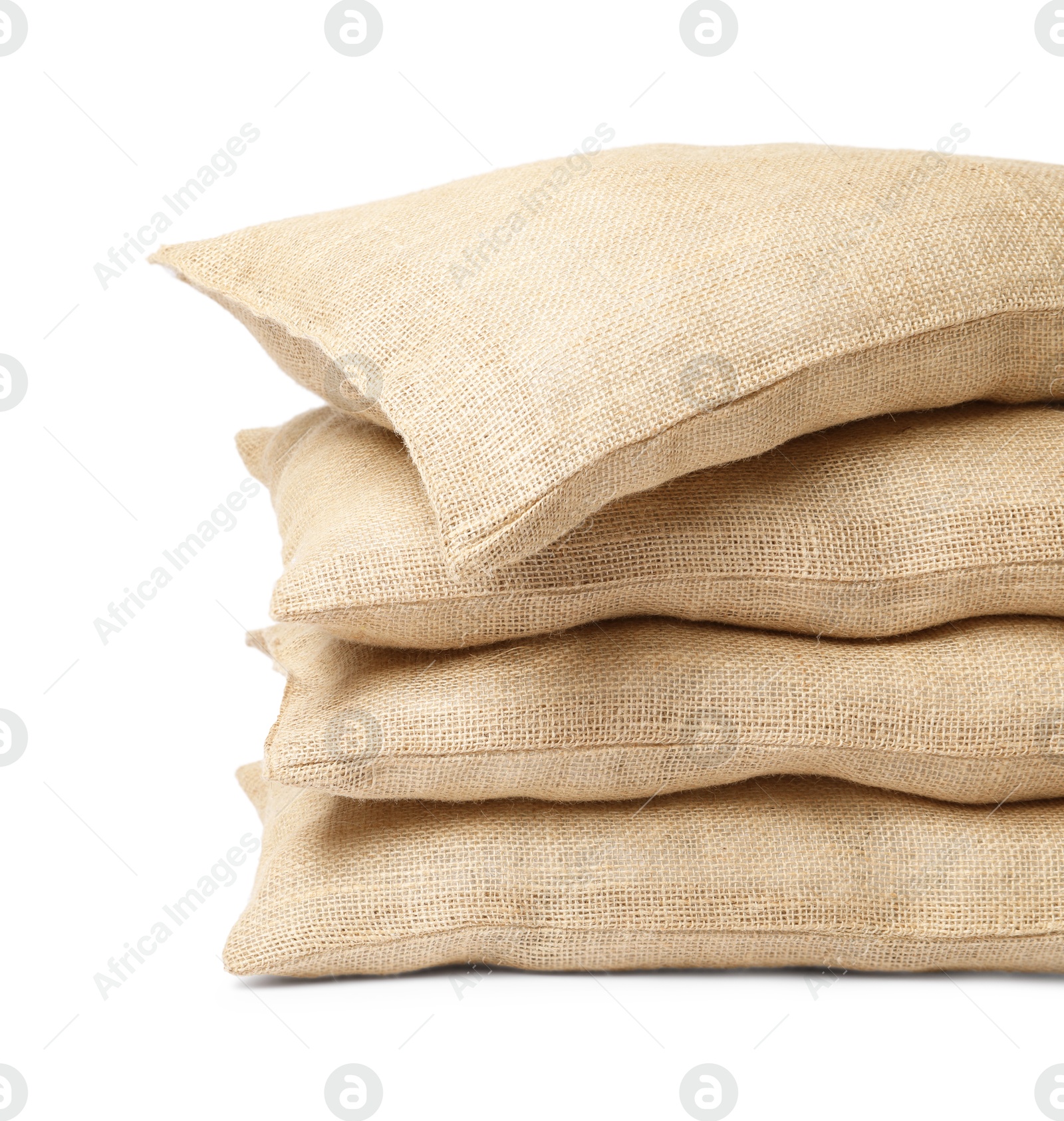 Photo of Group of burlap sacks isolated on white