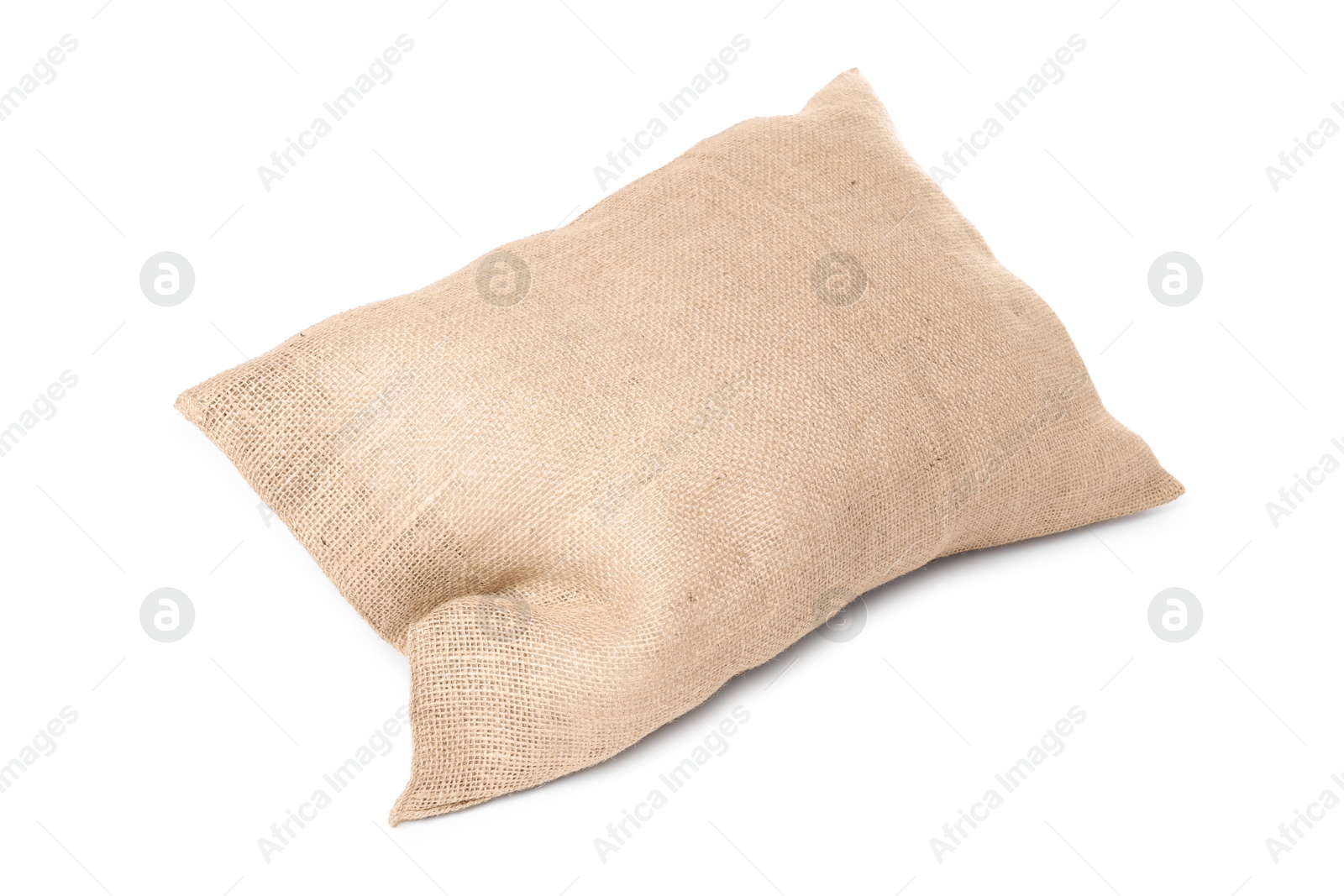 Photo of One natural burlap sack isolated on white