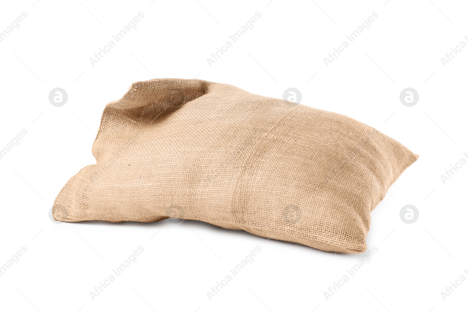 Photo of One natural burlap sack isolated on white