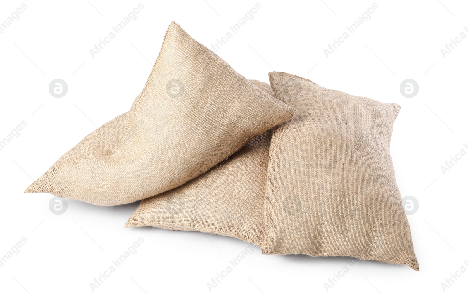 Photo of Group of burlap sacks isolated on white