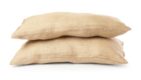 Photo of Two natural burlap sacks isolated on white